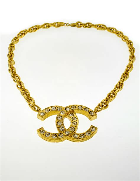 vintage chanel crystal cc necklace|Chanel cc necklace price.